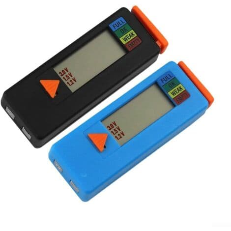 1 digital batteritester med LCD-skærm, strømdetektor til AA AAA 9V batterier, 1,5 til 9V rækkevidde, bærbart lommeformat (sort)