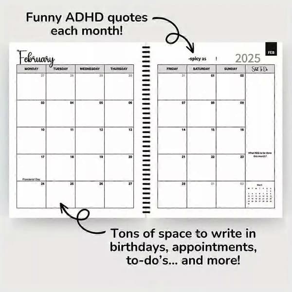 ADHD Planner 2025 Rolig ADHD Daglig Planerare Tidsplanering För Vuxna