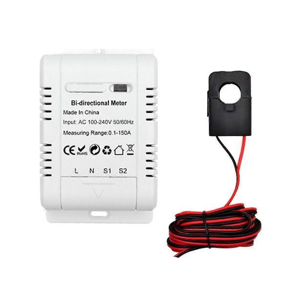 Tuya Solar PV Toveis WiFi Energimåler med CT 150A Toveis Klemme Strømsensor Transformator