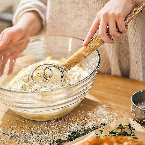 Dansk Dejgpisker Brødblander, 3 stk. Rustfrit Stål Hollandske Piskere til Kage Dessert Brød Pizza Pastr