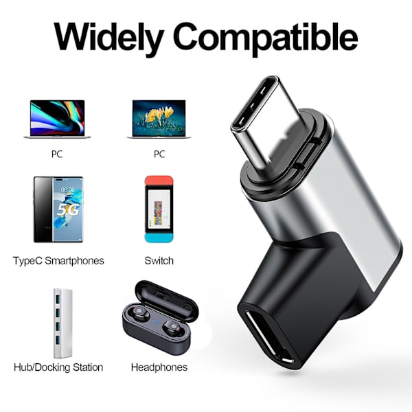 Magnetisk USB C-adapter Höger Vinkelkontakt Stöd PD 100W Snabbladdning USB C Mobila Bärbara Datorer Surfplattor