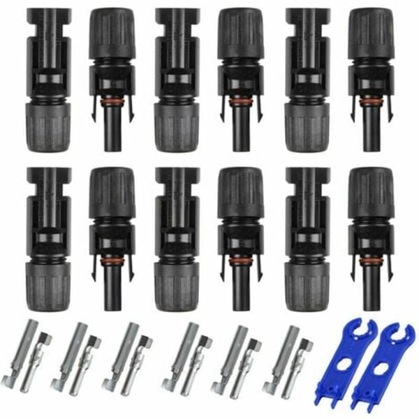 6 Par MC4 Mann/Kvinne Doble Ringer Vanntett Forseglings Solar Panel Kabelkoblinger