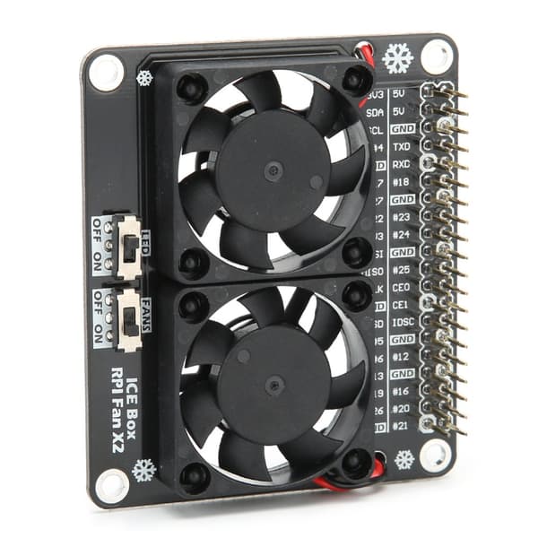 Raspberry Pi Cooling Fan with Dual LED Lights - Heatsink Expansion Board