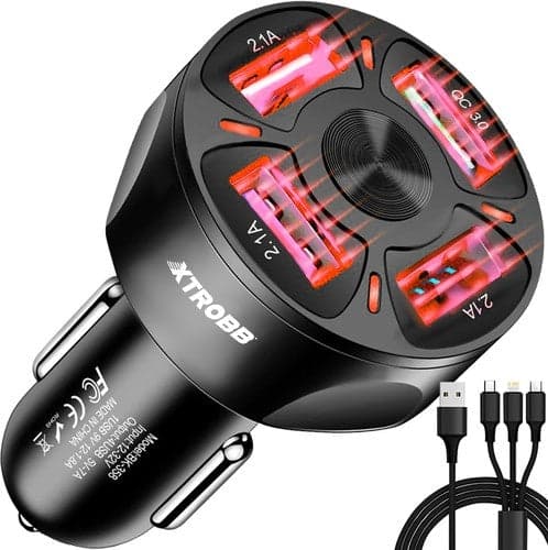 Billader 4x USB QC 3.0 3A 12-32V inkl. 3-i-1 kabel