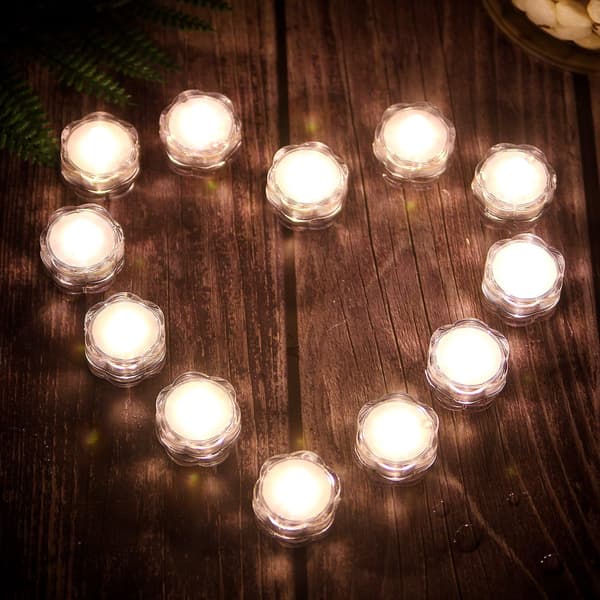 12x LED-lys, vanntette, for bryllup/fest/blomsterdekorasjon