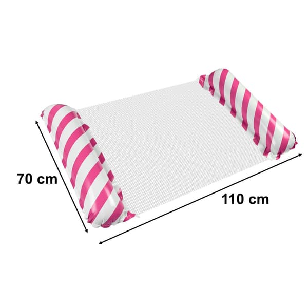 Inflatable floating mat with backrest and mesh bottom pink/white 110x70