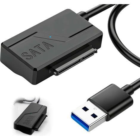 SATA till USB 3.0-kabel, SATA till USB 3.0-adapter för 2,5\" och 3,5\" HDD/SSD-hårddiskar, 5 Gbit/s extern hårddiskadapterkabel kompatibel med Windows