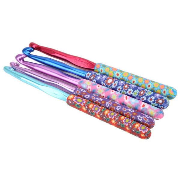 5 Pcs Crochet Hooks Ergonomic Design Soft Handle Sturdy Durable Glossy Easy Identification Common Crochet Hook