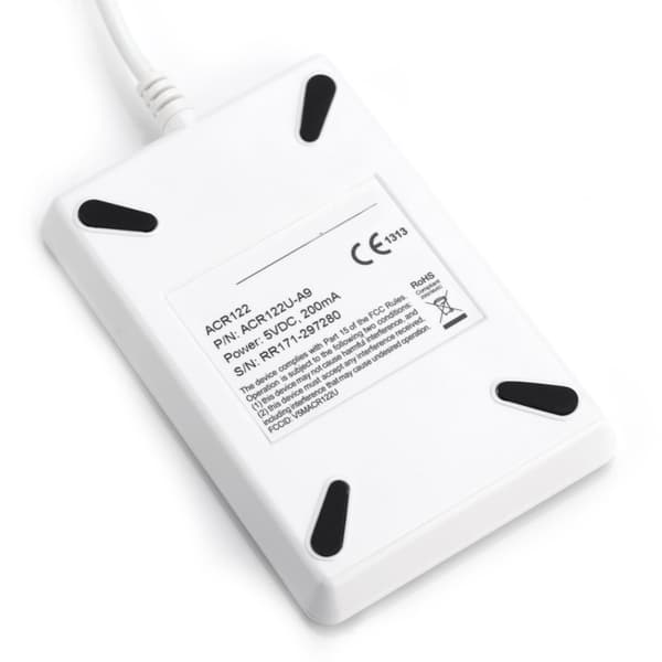 ACR122U NFC RFID-læser/skriver - gratis software inkluderet (ISO 14443A/B, hvid)