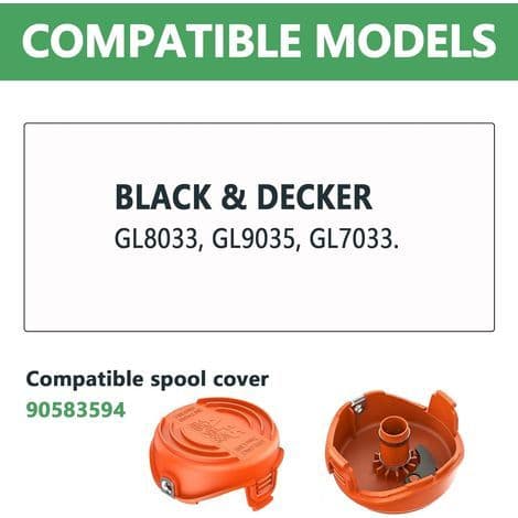 2-pack trimmerlock kompatibelt med Black Decker 90583594 för Black+Decker GL8033, GL9035, GL7033