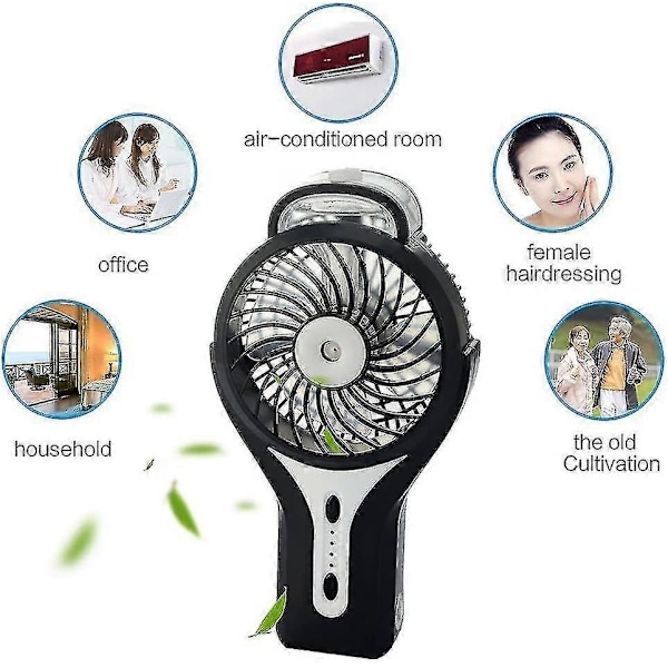 Mini Kannettava USB Sumutintuuletin Henkilökohtaisella Viilentävällä Sumutuskostuttimella Ladattava Kannettava Mini Sumutintuuletin Kotiin, Toimistoon ja Matkoille Musta 1kpl