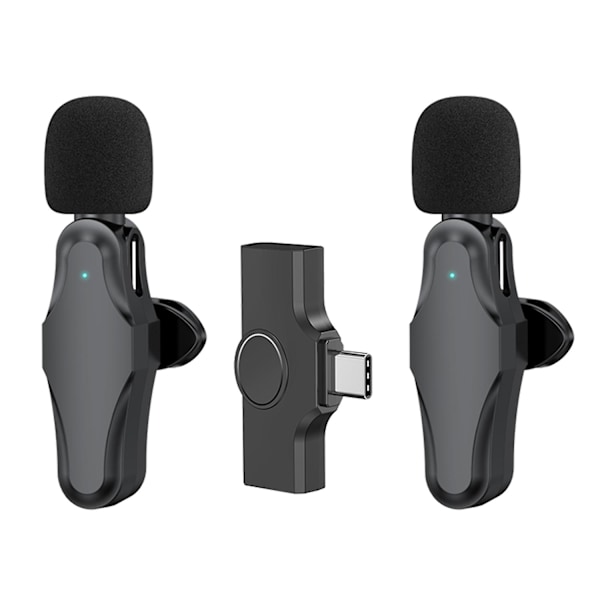 K10 Trådløs Lapel Mikrofon Klipsmikrofon Plug & Play Type-C for Telefon Pad PC med Støydemping
