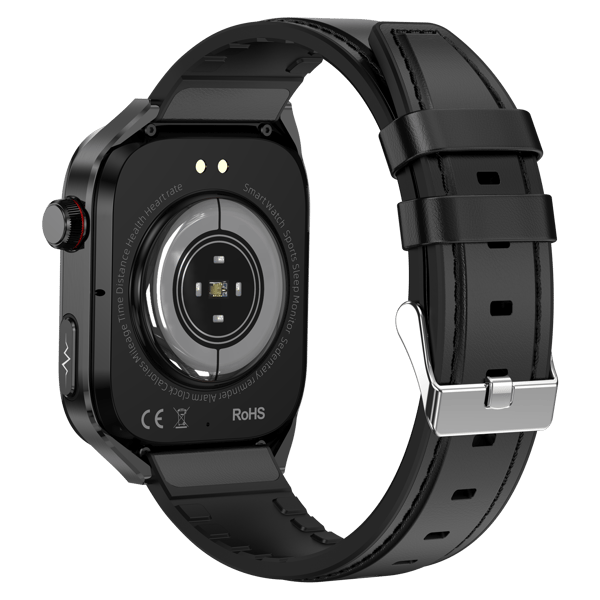 Smartwatch EKG, puls, blodtryk, søvn, skridttæller Sort