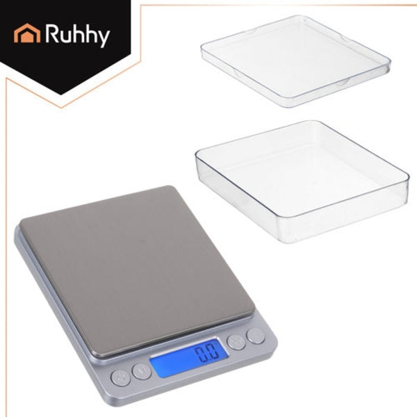 Digital Kitchen Scale 0.1g Precision 0-2kg LCD with 2 Weighing Bowls