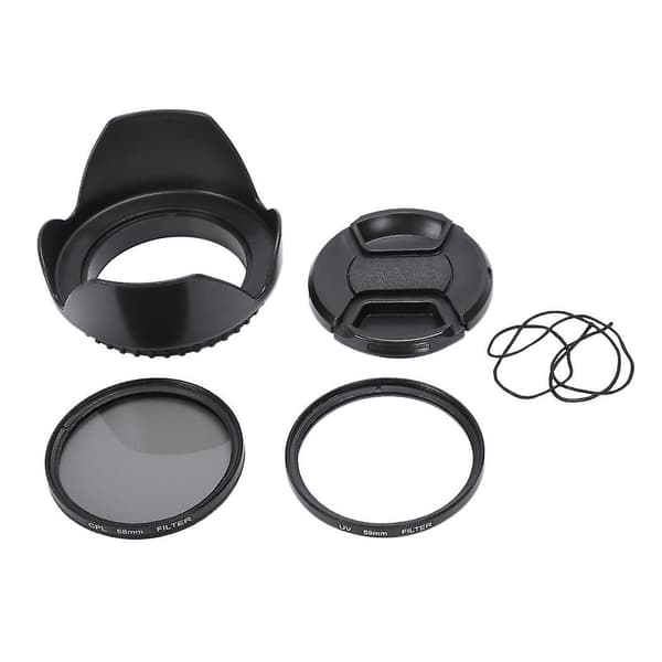 Cpl UV-filtersett 58mm for Canon EOS 700D 100D 600D 1200D objektivhette og deksel