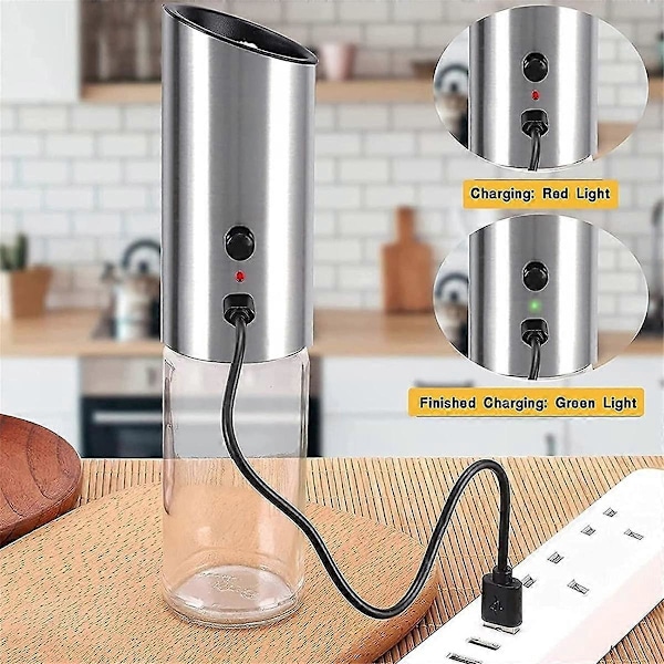 Sähköinen pippurimylly suolapippurimurskain USB ladattava yhdellä kädellä käytettävä säädettävä suolapippuri