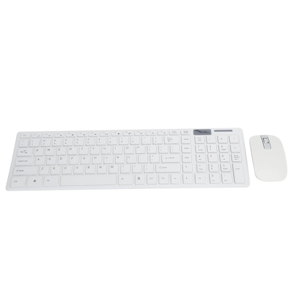 Wireless Keyboard and Mouse Set - Smart Sleep, 10m Remote Connection - Compatible with iOS/Windows/Android - White