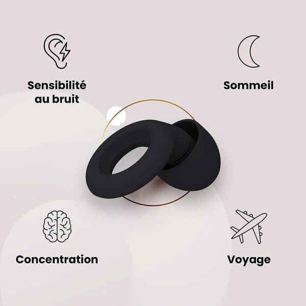 Superbløde Genanvendelige Høreværn 8 Ørepropper i XS/S/M/L - SNR 27dB - Sort