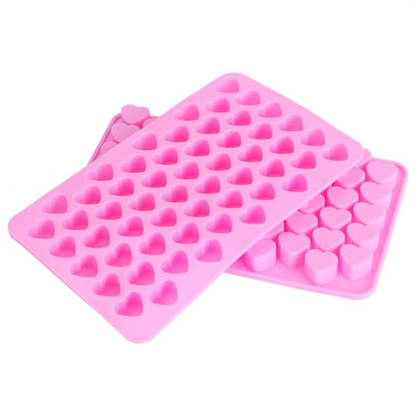 Non-stick hjerteformet silikone chokolade kageform - 55 huller