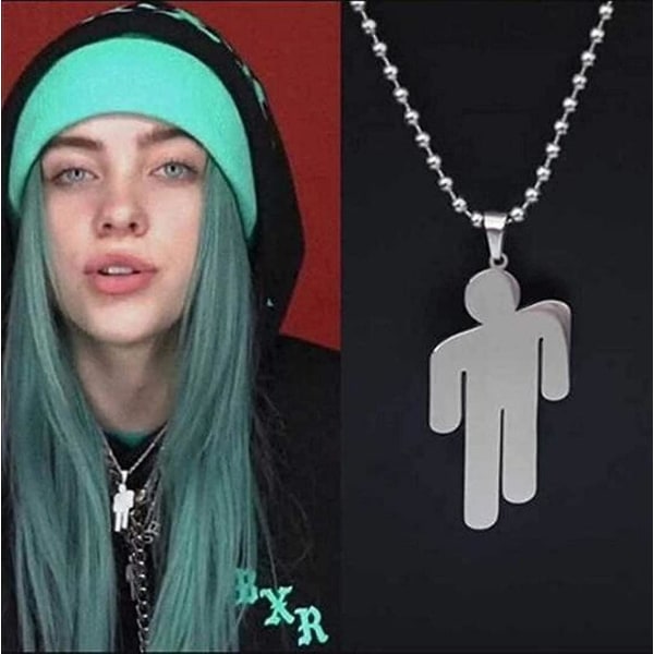 Billie Eilish Halsband i Rostfritt Stål, Villain Halsband, Rostfritt Stål Par Halsband, Silver, 1st_xm9