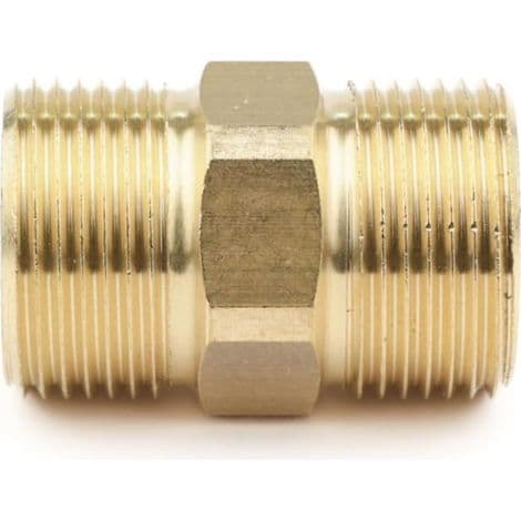 1 M22 x 1,5 Messingfittings. Dobbelt udvendigt gevind. Til højtryksrenserslange