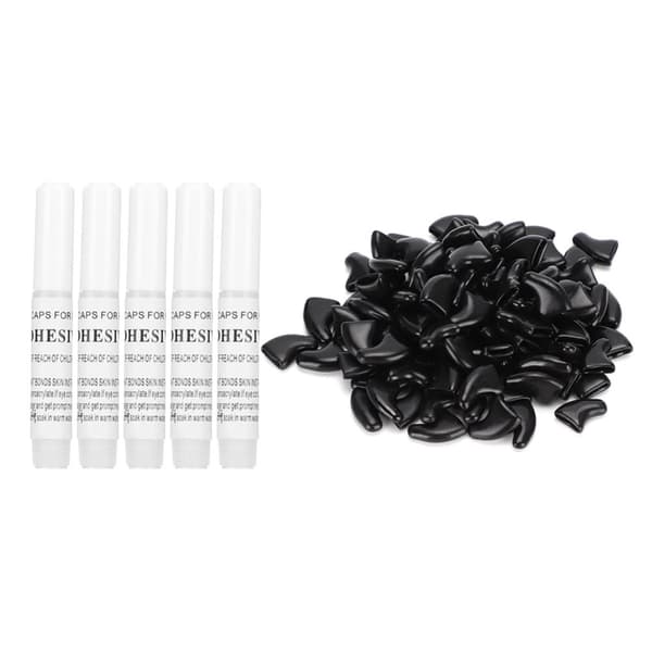 Soft Nail Caps for Cats - Safe Claw Covers Against Scratching (100 pcs, Black)