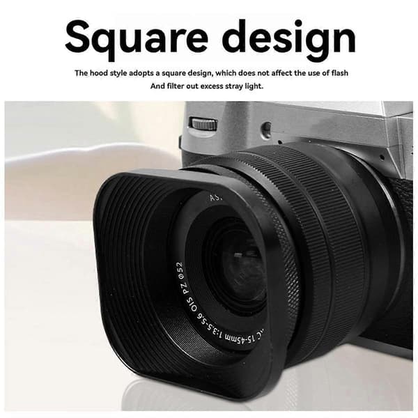 52mm SLR MicroSingle Modlysblænde Firkantet Aluminium Legering Modlysblænde, , , Kameraer Sort