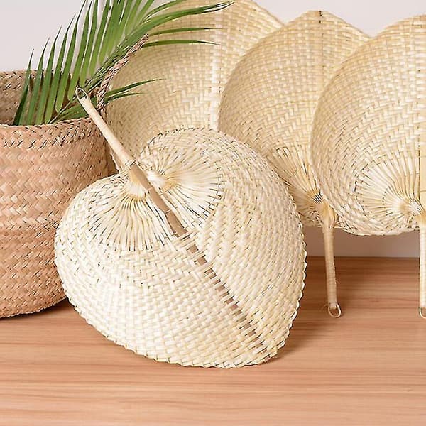 Handgjorda fläktar av halmvävning Hantverk Sommarfläkt Bambu Heminredning