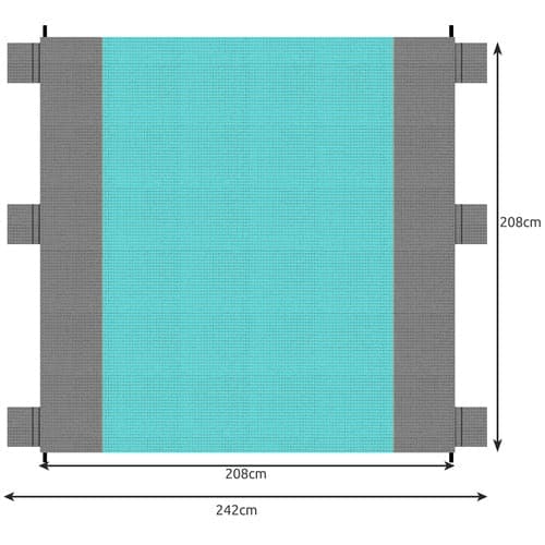 XXL strand- og piknikteppe 208x208 cm vanntett polyester grå-blå