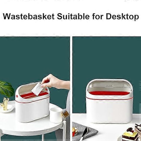 Lint Bin, Mini søppelbøtte for skrivebord med lokk for kontorpult, Monterbar liten søppelkurv for bobil, hybel, fryser, vaskerom (Oransje) 19*20.5*10.2cm