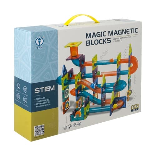 Magnetiske byggeklodser – Kuglebane 96 dele - Byg Magneter