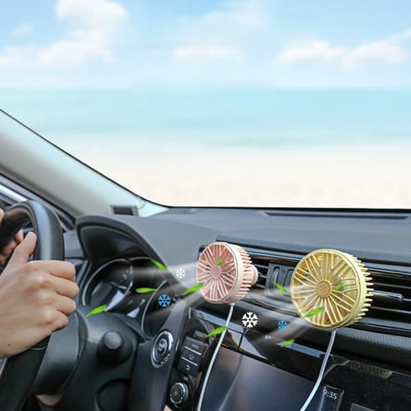 3-Hastigheds USB Bilventilator til Bilventilationsmontering Bilkøler Køleventilator til Sedan SUV Køretøjer med LED Lys Pink