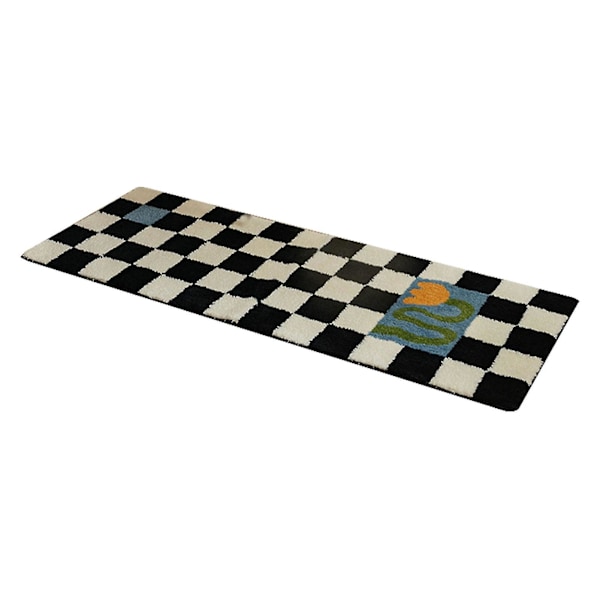 Sort og Hvid Ternet Løber - 40x120cm Vintage Stil Tæppe til Hjemmet, Vandabsorberende & Pletbestandig (Type 5)