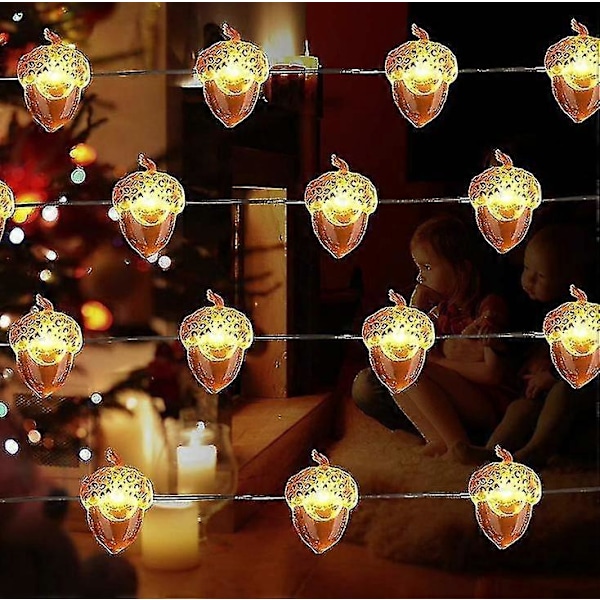 Egerne Lys Kæde Juledekorationer Til Haven (1 stk., Varm Farve)