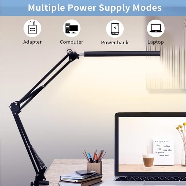 INF LED Skrivebordslampe med Justerbar Svingarm Sort
