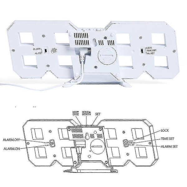 3D Digital Väckarklocka, väggmonterad LED-siffra Tidsklocka med 3 automatiska justerbara ljusstyrkenivåer, LED-elektronisk klocka med snooze-funktion, modern nattlampa