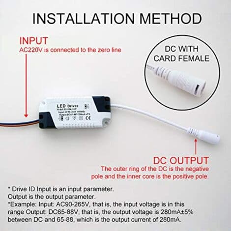 2x LED-driver, 24-36 W, transformer til LED-loftlampe, strømforsyning til LED-panel, DC-stik til LED-loftlampe (24-36 W)