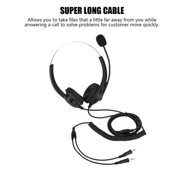 Callcenter-headset med tabsfri lyd, 330° roterende ørekopper og dobbelte 3,5 mm-stik
