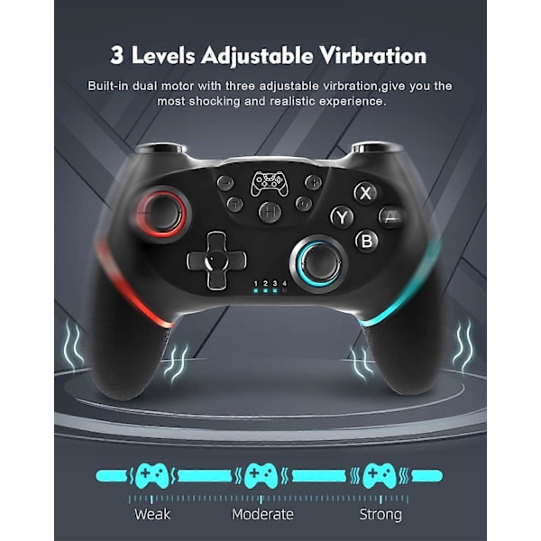 Switch ControllerPro-kontroll för Switch/Switch Lite/Switch OLED, Switch fjärrkontrollspelkontroll, justerbar turbo och dubbel vibration
