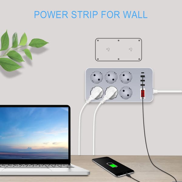 EU-standardin jatkojohto USB- ja Type-C-porteilla