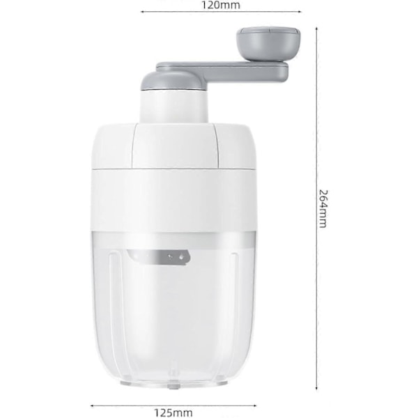 Lumikide-muotoinen manuaalinen jäänmurskain, kädessä pidettävä jäänmurskain lumikartioihin tai slushieihin, höylätyn jään valmistaja, BPA-vapaat lumikartiot, 1 ilmainen jäämuotti (valkoinen)