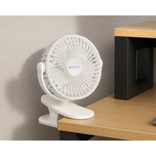 Wireless Clip Fan USB-C 1200mAh 3 Speeds Wave Mode White
