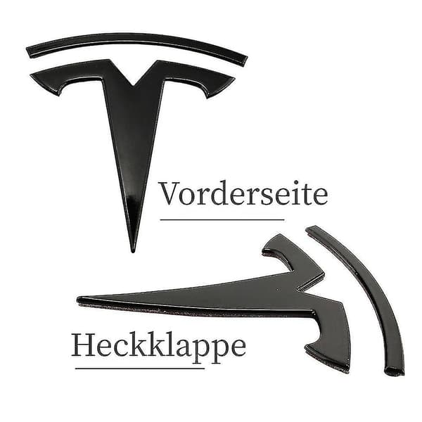 t Emblem Front & Bakre Dekal Wrap For Tesla Alle Modeller (1 Par)