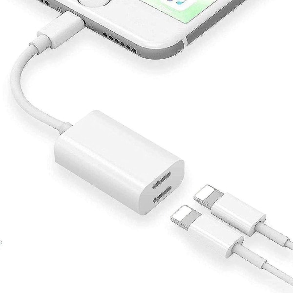 [Apple MFi-certifierad] iPhone-adapter och splitter, 2-i-1 dubbel Lightning-hörlursuttag Aux-ljud och laddningsadapter Dongle-kabel kompatibel med iPhone 12/12 pro/11/SE/XS/XR/X/8/7 Stöd samtal+laddning