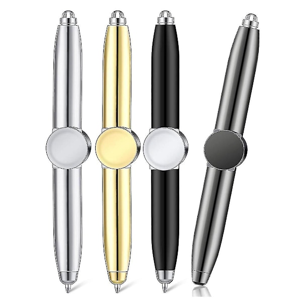 4 stk Fidget Pen Spinner Pen med LED-lys Multifunksjonell Kulepenn for å Hjelpe med Stressreduksjon (Som Vist)