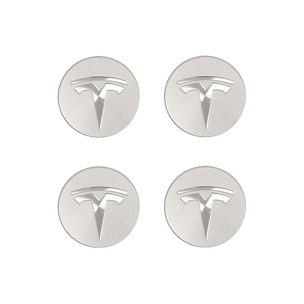 XYC Passar till tesla Tesla modell 3 hjulnavkapsel logotyp - mörkgrå silver logotyp (fyra pack)