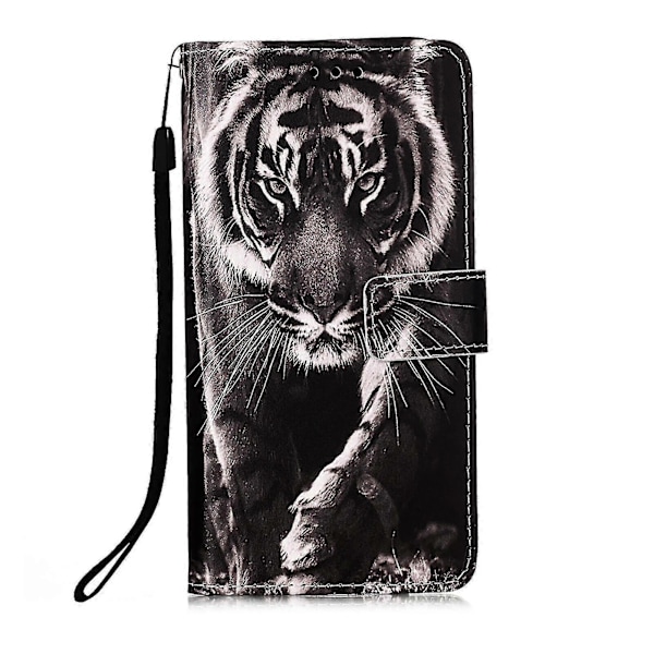 Kompatibelt med iPhone 12 Pro Skal Läder Flip Plånboksfodral med Kortfack Hållare Ställ Mönster - Tiger