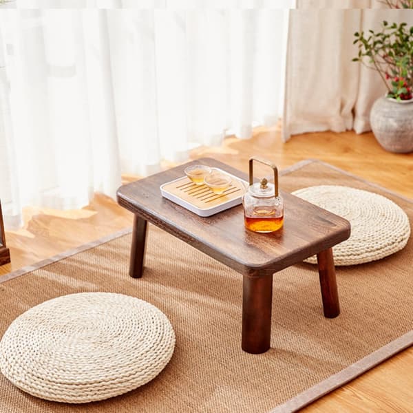 Silk-Padded Round Straw Meditation Cushion