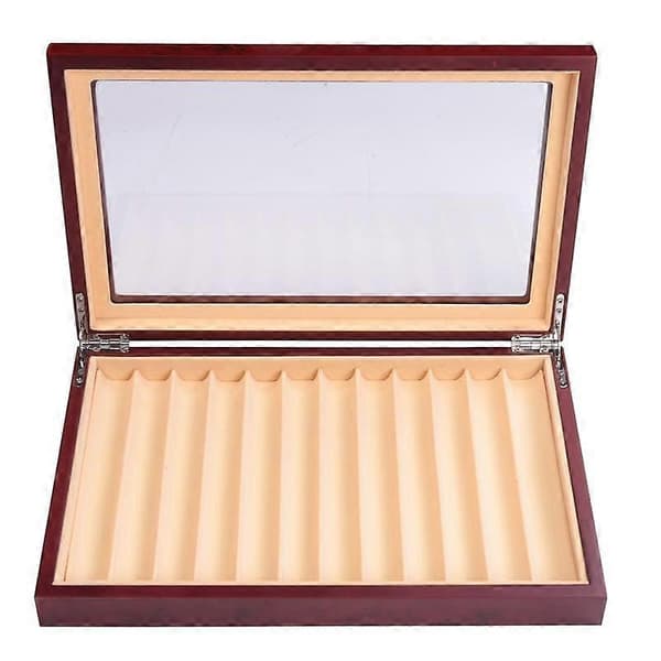 Træ Pen Display Box med 12 Slots Pen Box Træ Vitrineskab Organizer