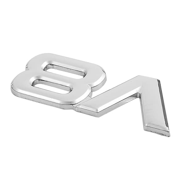 3D Sølv Auto Motor V8 Bil Bag Emblem Dekal Badge Sticker 7,5x3,5cm